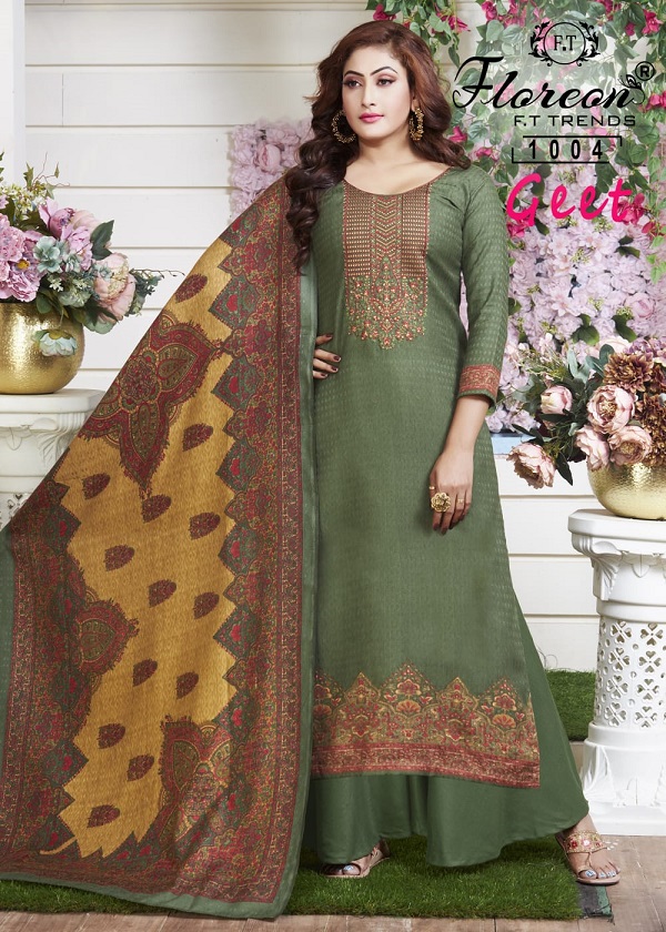 Floreon Geet Festive Embroidery Wear Winter Dress Material Collection